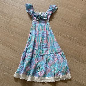 Love Shack Fancy maxi dress, plaid like pattern, size P